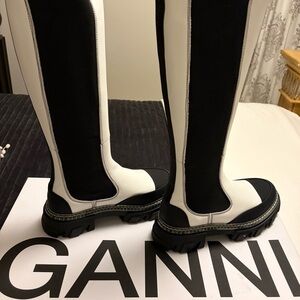 Ganni Monochrome Over the Knee Boots